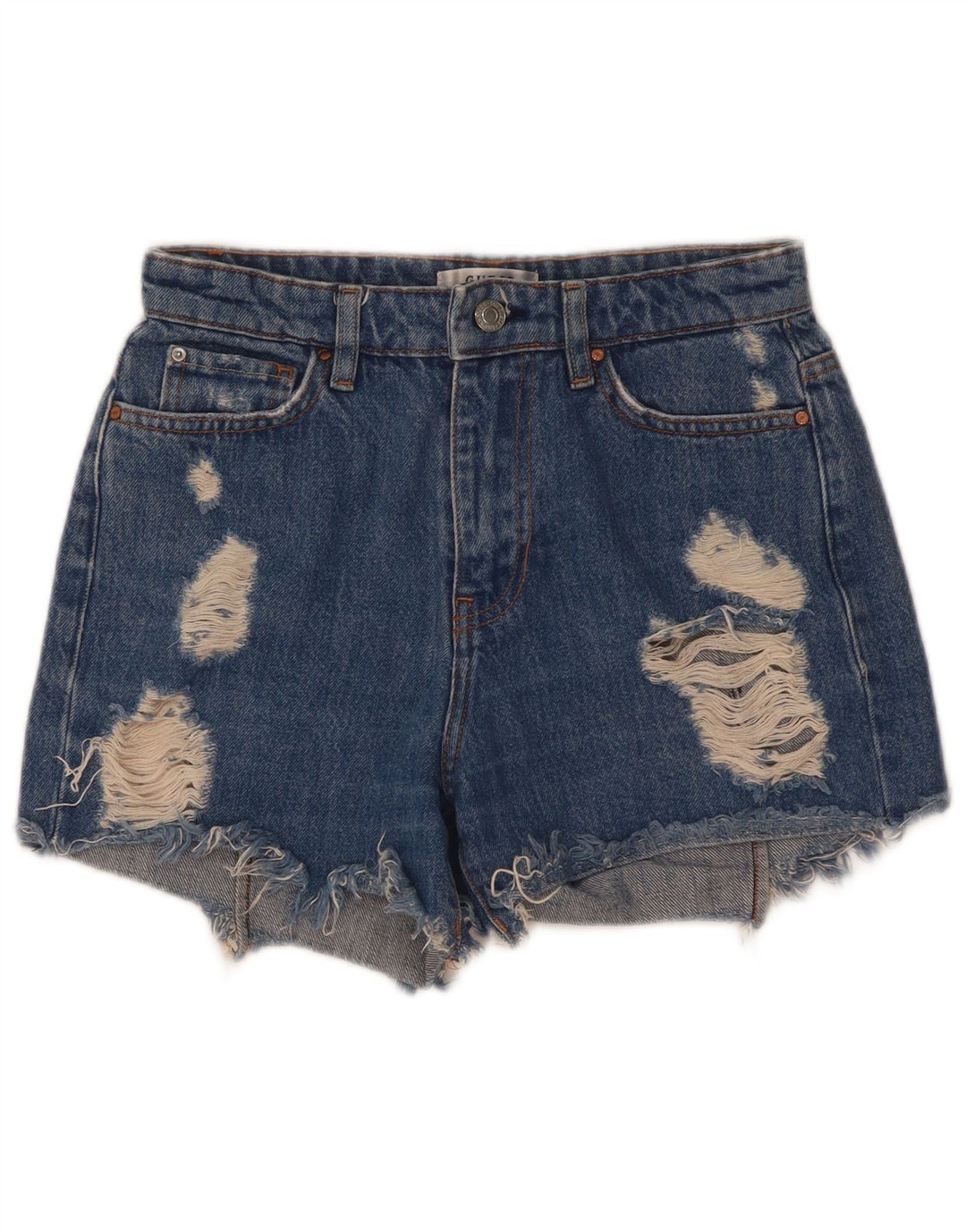 Guess Damen Distressed Denim Shorts W25 XS Blau Polyester
