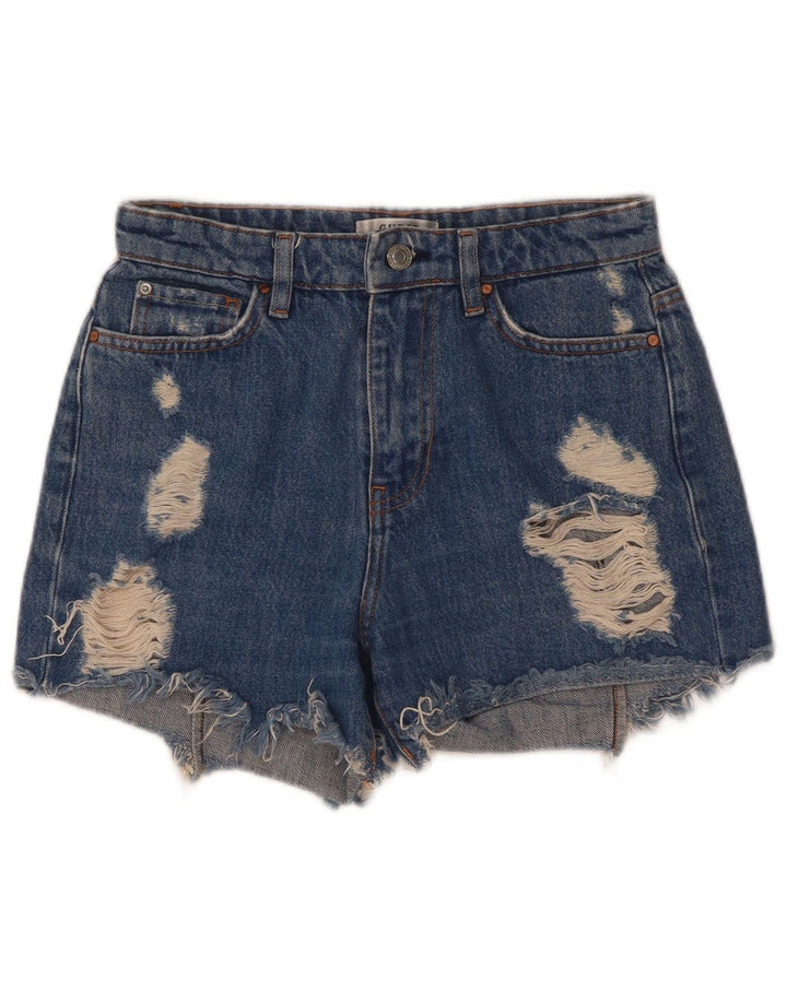 Guess Damen Distressed Denim Shorts W25 XS Blau Polyester