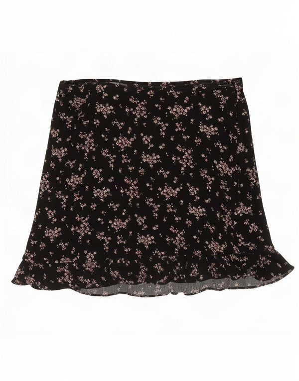 Abercrombie & Fitch Damen-Minirock, Größe L, W36, Viskose mit schwarzem Blumenmuster