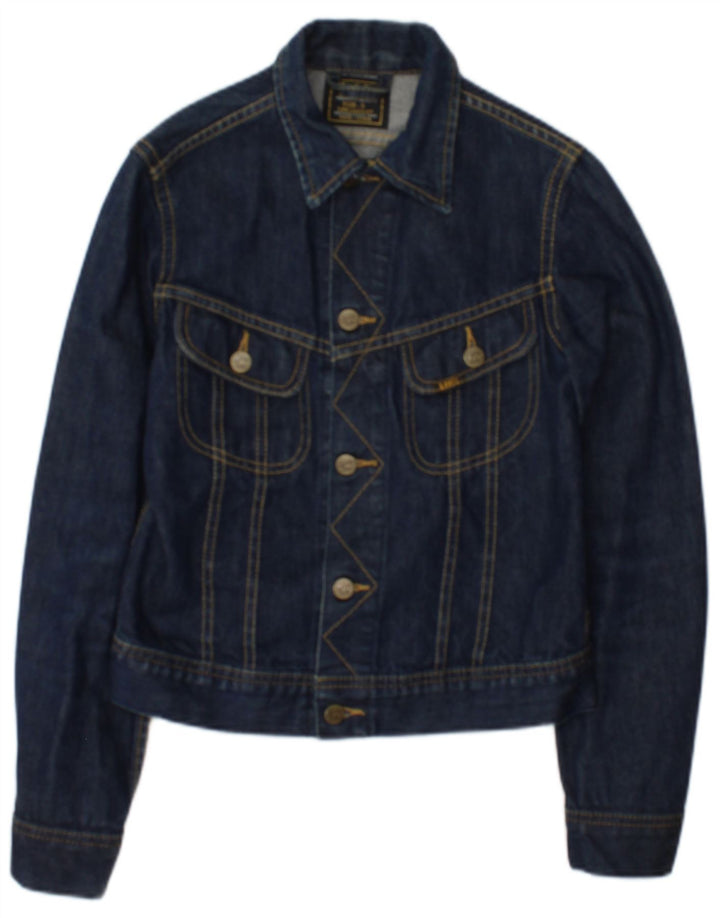 Lee Damen Jeansjacke UK 10 Small Marineblaue Baumwolle