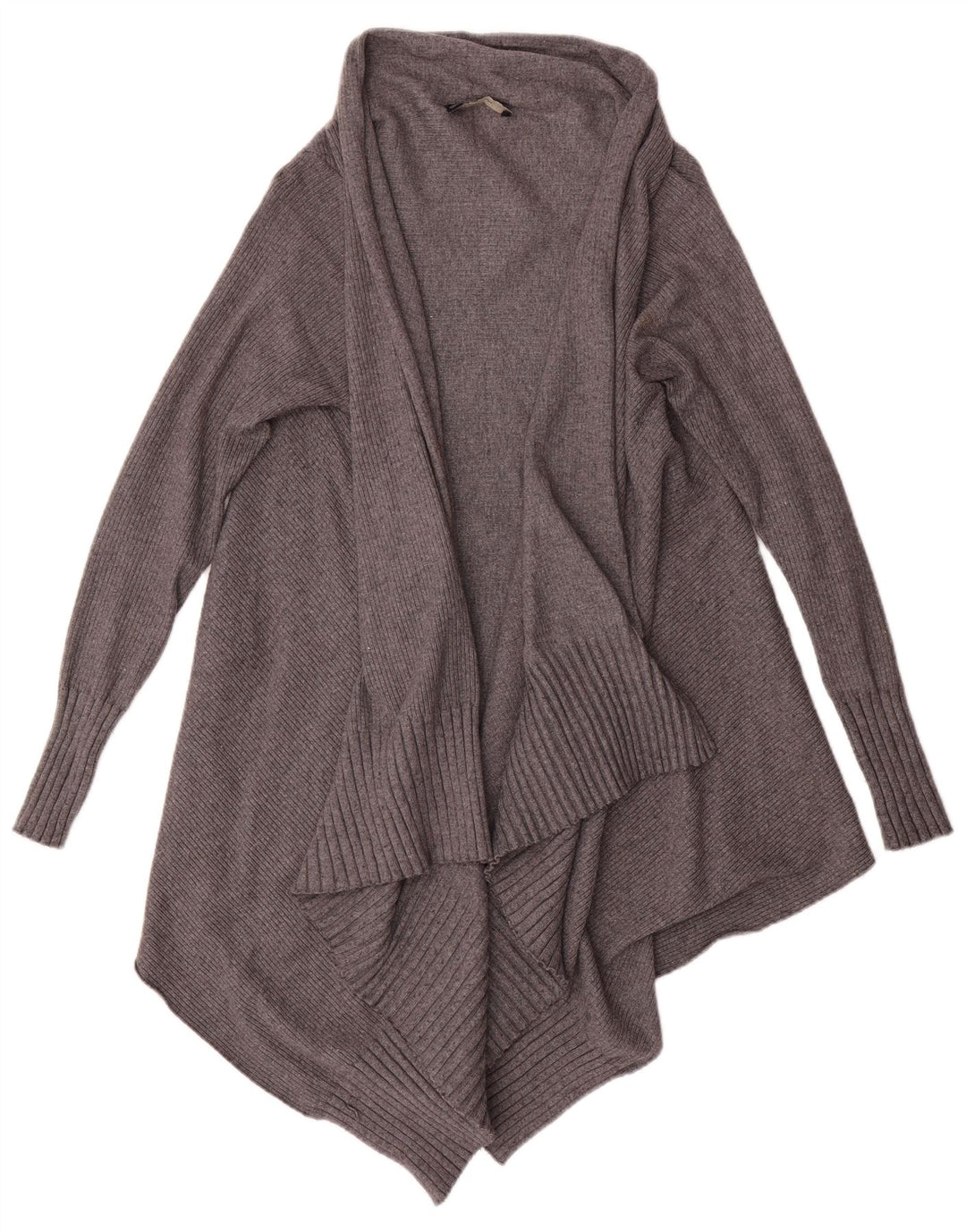 Asymmetrischer, offener Cardigan-Pullover von Zara für Damen, UK 14, mittelgraue Viskose