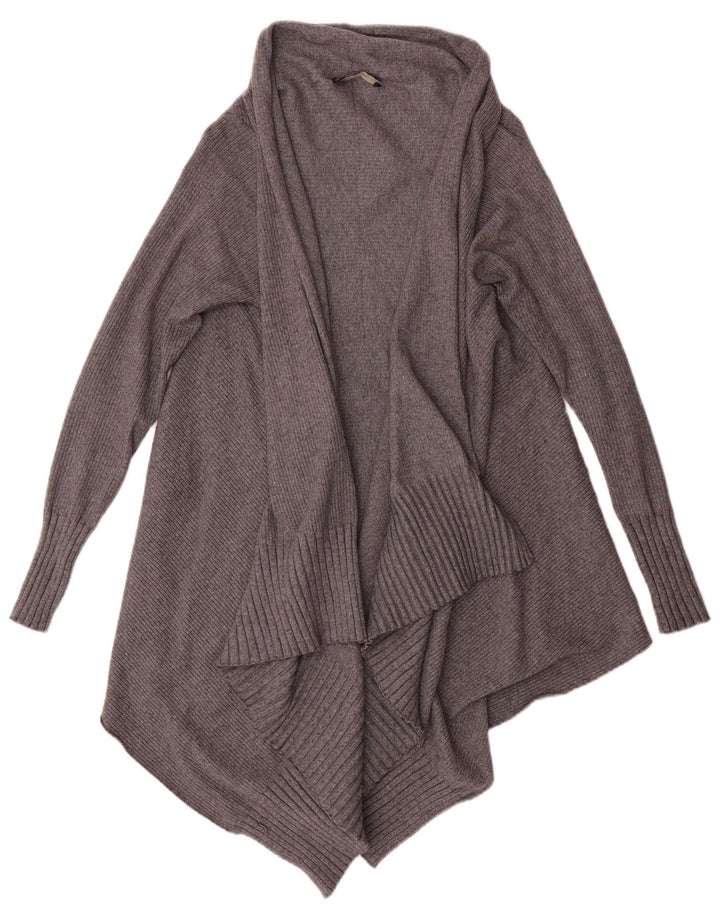Asymmetrischer, offener Cardigan-Pullover von Zara für Damen, UK 14, mittelgraue Viskose
