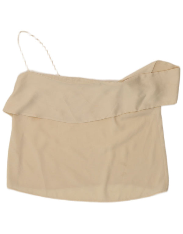 Zara Damen Crop One Shoulder Top UK 14 Large Off White