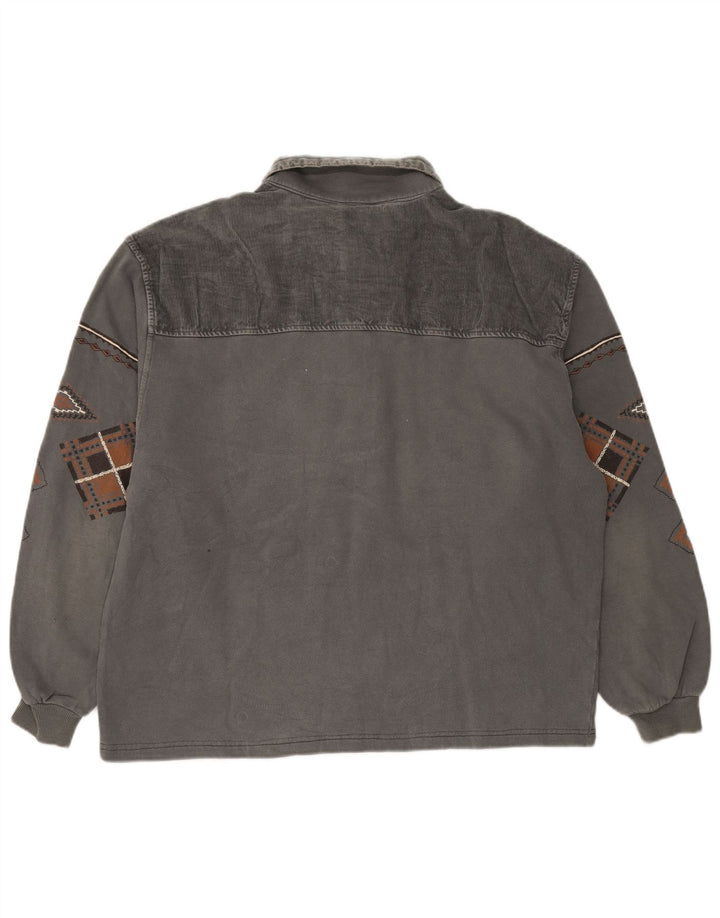 Chewan Herren-Sweatshirt mit Rollkragen, XL, grau, geometrisch