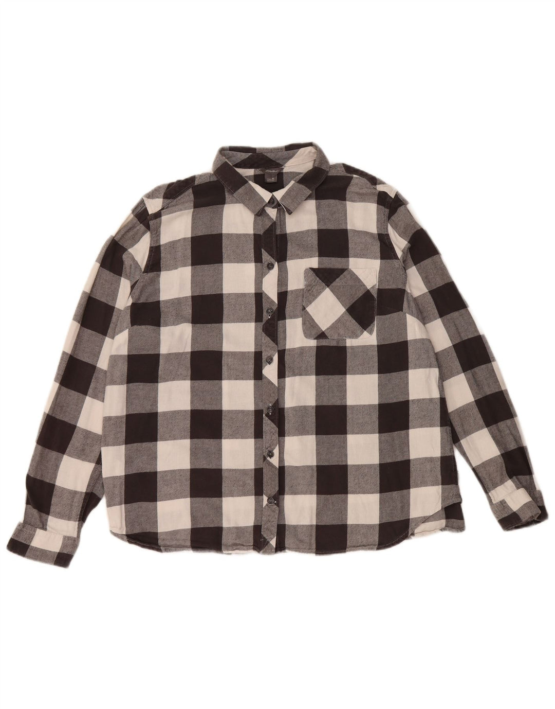 Eddie Bauer Damen-Flanellhemd mit lockerer Passform, UK 18, XL, schwarze Gingham-Baumwolle