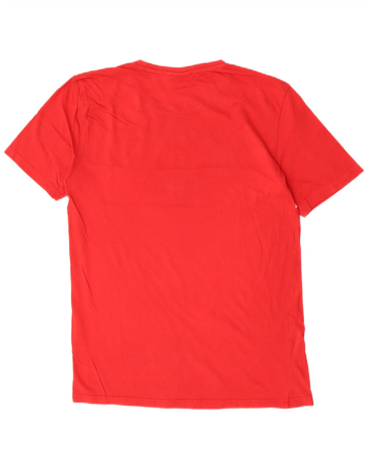 Fila Herren Grafik-T-Shirt-Oberteil aus mittelroter Colourblock-Baumwolle