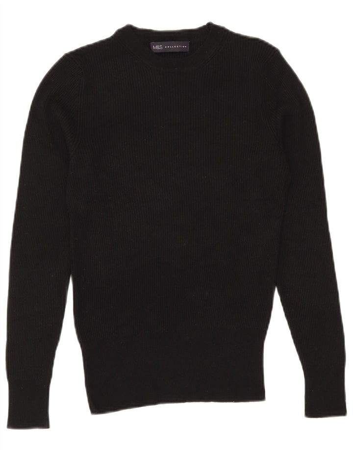 Marks & Spencer Damen-Pullover mit Rundhalsausschnitt, Gr. 10, Größe S, Schwarz