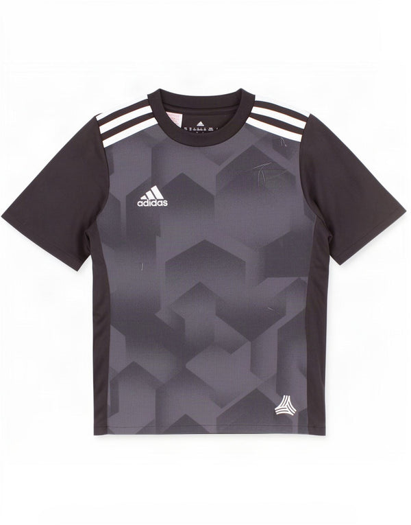 Adidas Jungen Climalite T-Shirt Top 7–8 Jahre, schwarzes geometrisches Polyester