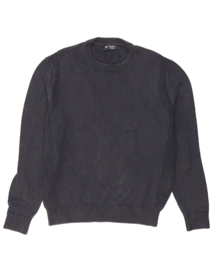 Hackett Herren-Pullover mit Rundhalsausschnitt, Größe S, marineblaue Baumwolle
