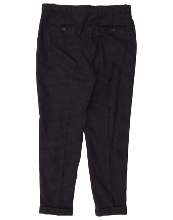 Massimo Dutti Damen Anzughose EU 38 Small W28 L26 Marineblau gepunktet