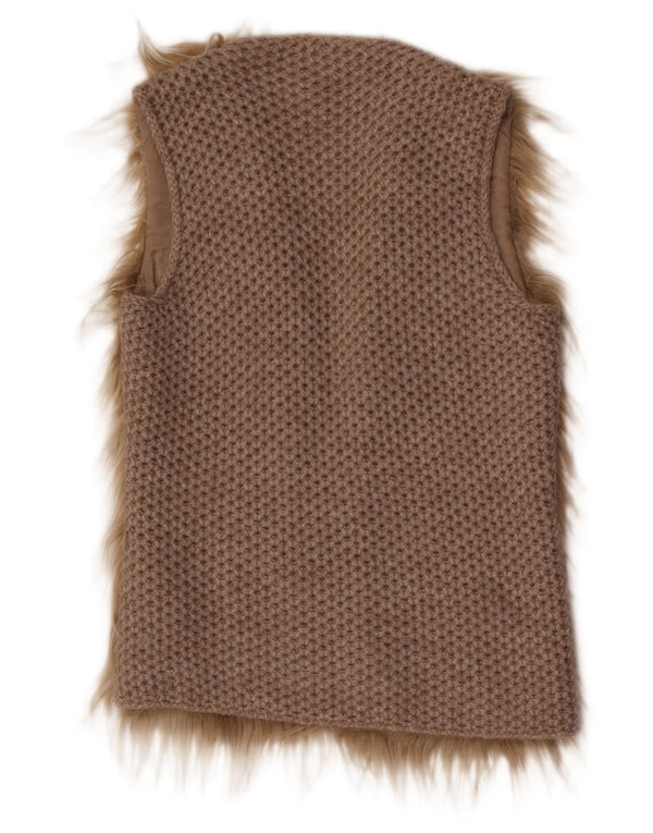 Benetton Damen-Cardigan, ärmellos, Gr. 10, Größe S, Beige