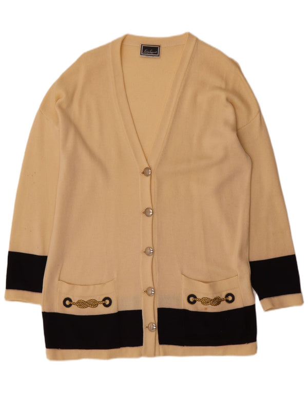 Luisa Spagnoli Damen Strickjacke Pullover UK 18 XL Beige Farbblock