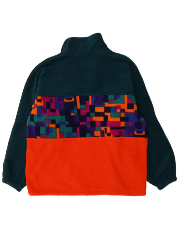 Polartec Herren-Fleecepullover mit Reißverschluss am Hals, großes grünes geometrisches Polyester