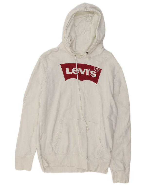 Levi's Mens Graphic Hoodie Jumper Medium White Cotton