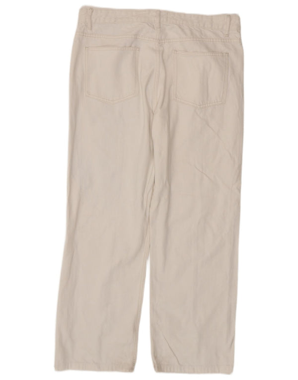 Zara Damen-Jeans mit hoher Taille, gerade, EU 46, 2XL, W36, L29, weiße Baumwolle
