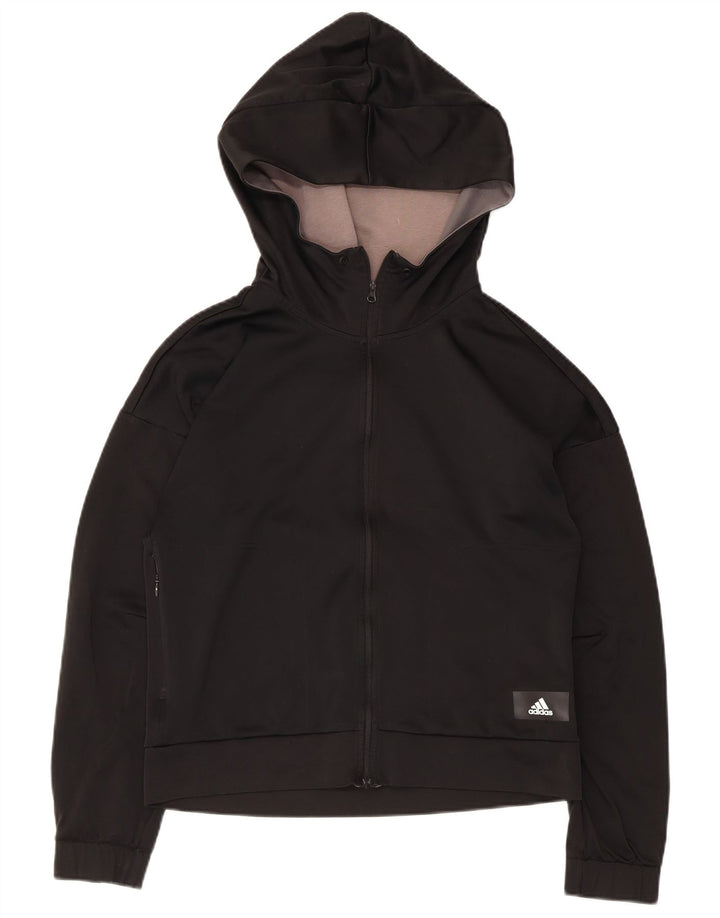 Adidas Damen-Trainingsanzug mit Kapuze, Top-Jacke, UK 8/10, Größe S, Schwarz, Polyester