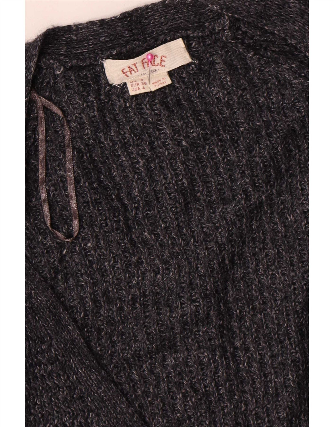 Fat Face Damen-Strickjacke, lang geschnitten, übergroß, Gr. 8, Größe S, Grau, Acryl
