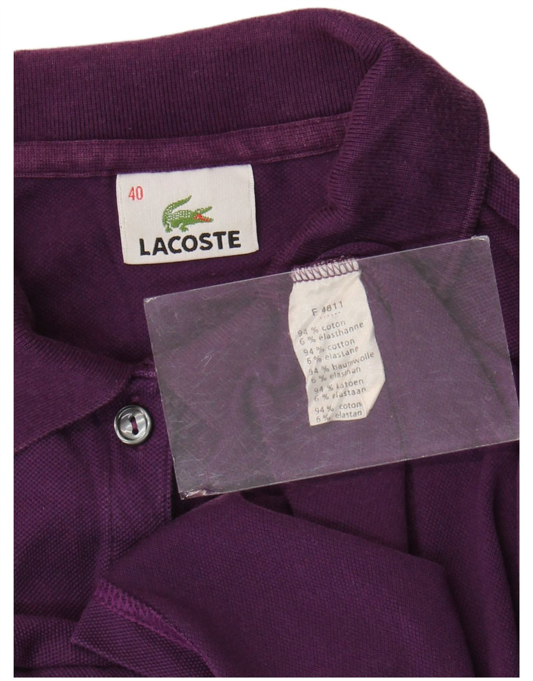 Lacoste Damen-Poloshirt, Größe 40, mittelviolette Baumwolle