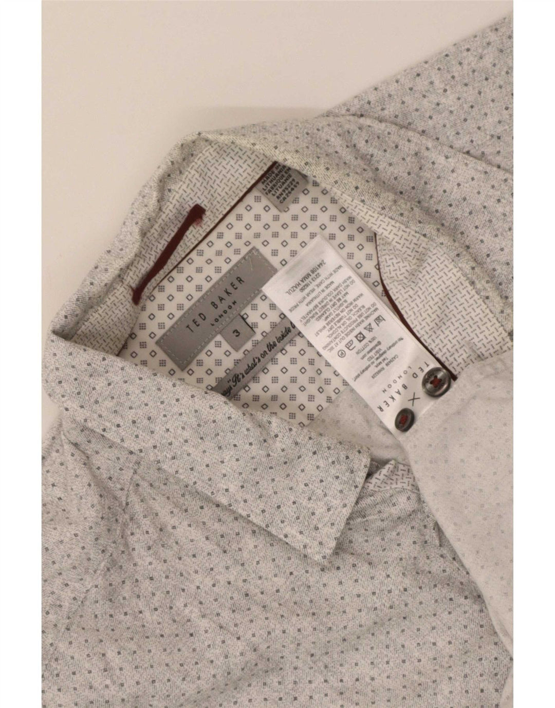 Ted Baker Herrenhemd, Größe 3, mittelgrau gefleckte Baumwolle