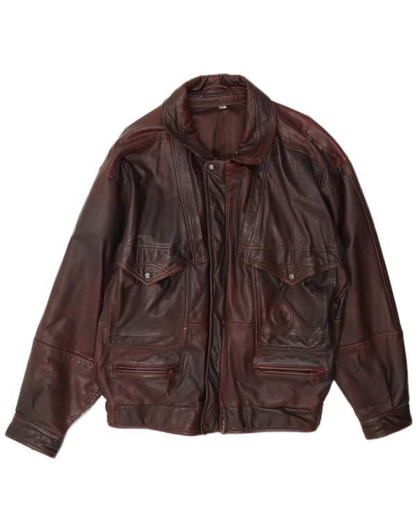 Vintage Herren Lederjacke IT 50 Large Burgund