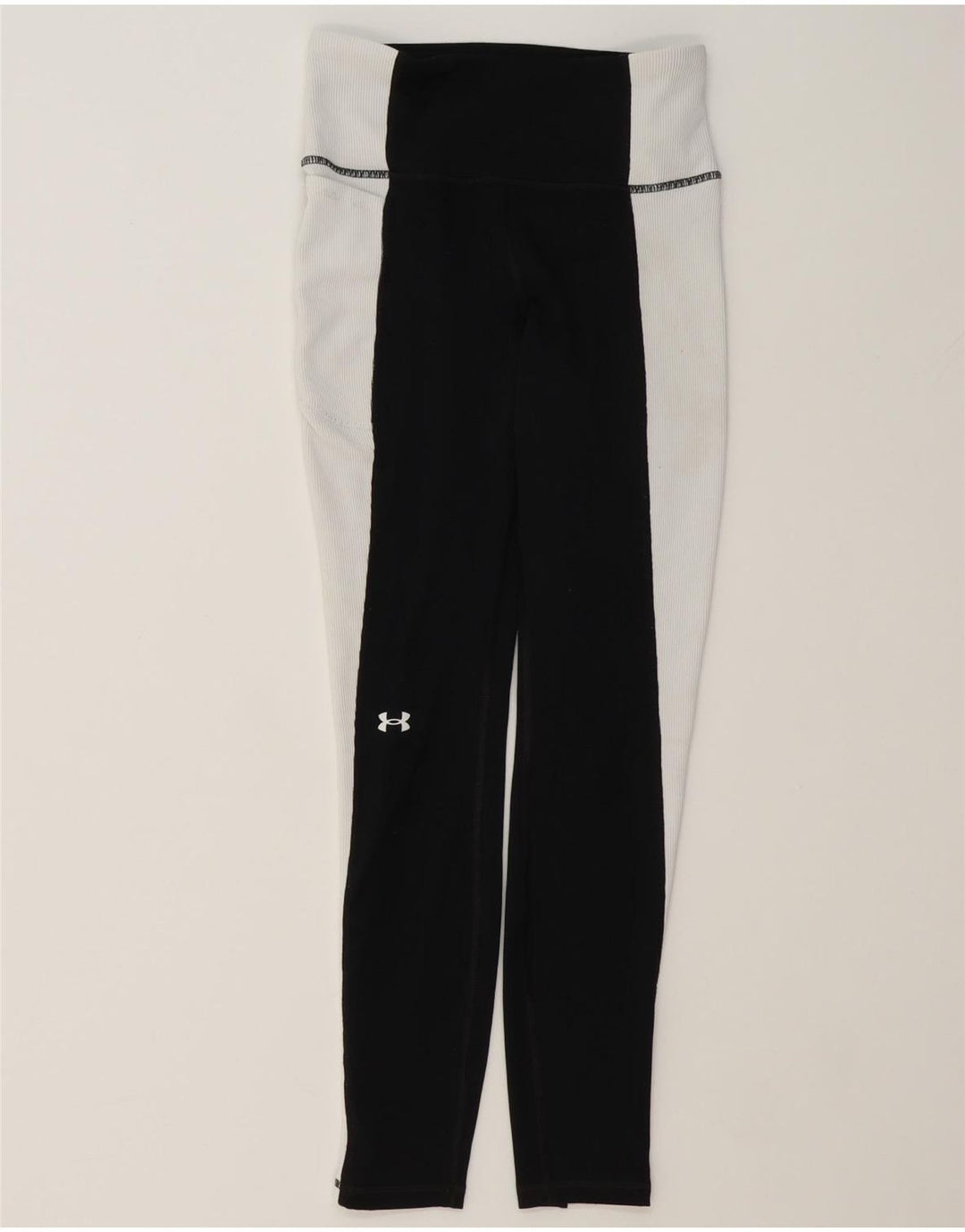 UNDER ARMOUR Womens Leggings UK 10 Small  Black Colourblock Polyester Vintage Under Armour and Second-Hand Under Armour from Messina Hembry 