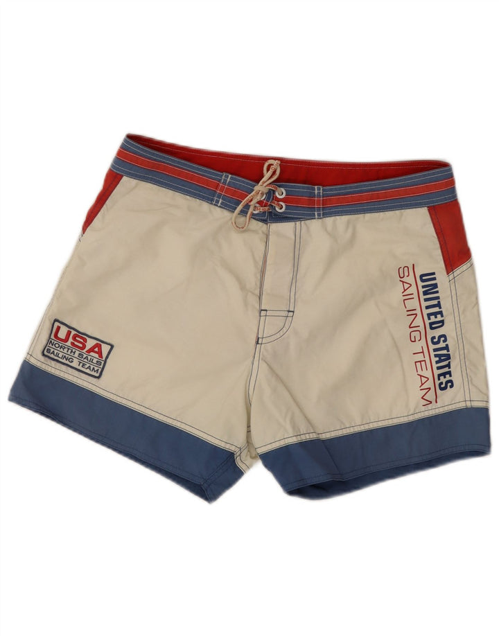 North Sails Damen-Badeshorts UK 14 Medium Off White Colourblock