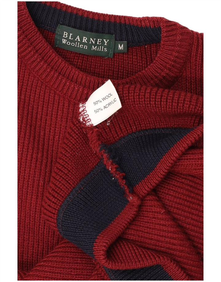 Blarney Herren-Pullover mit Rundhalsausschnitt aus mittlerer burgunderroter Wolle