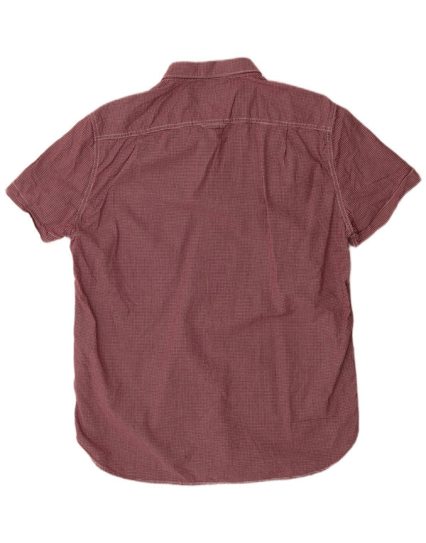 Superdry Herren-Kurzarmhemd 2XL aus burgunderroter Gingham-Baumwolle