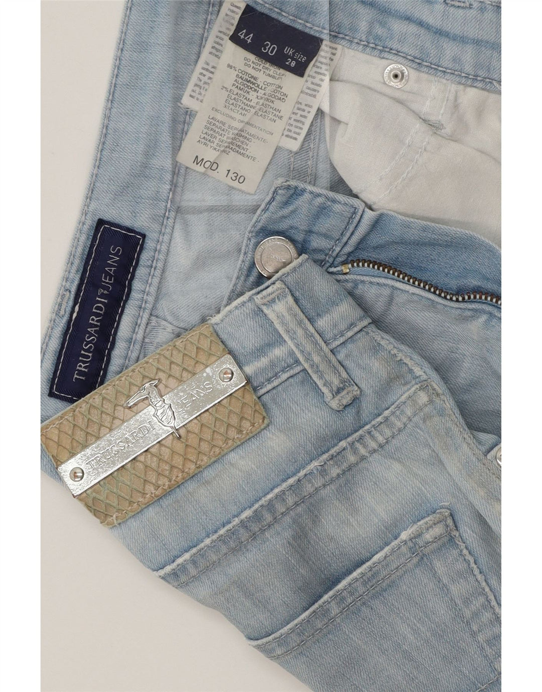 TRUSSARDI Womens Bermuda Denim Shorts W28 Medium Blue Cotton Vintage Trussardi and Second-Hand Trussardi from Messina Hembry 
