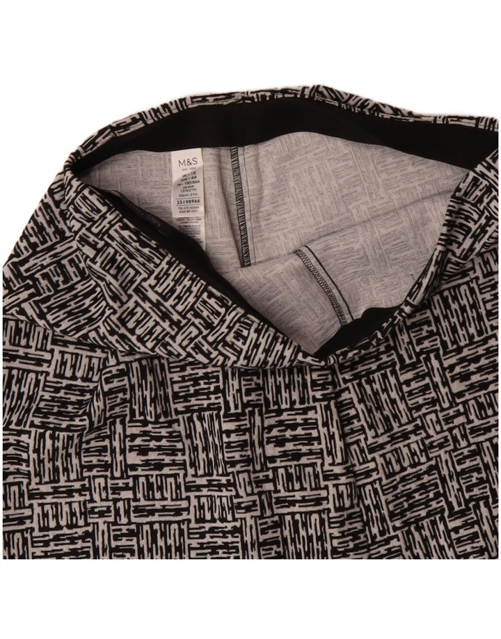 Marks & Spencer Damen A-Linienrock UK 16 Large W34 Schwarz Geometrisch