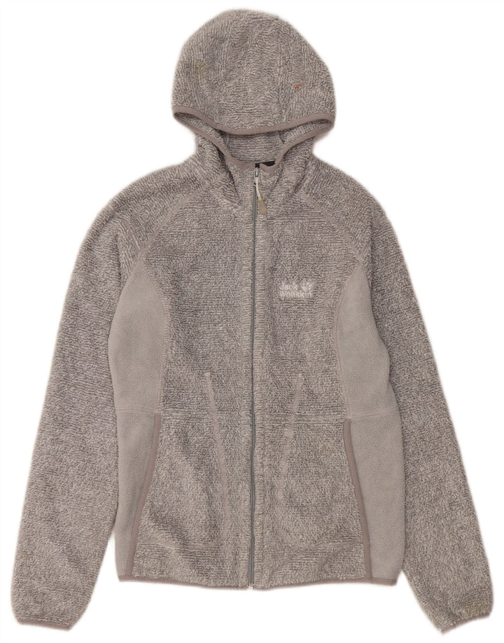 Jack Wolfskin Damen Kapuzen-Fleecejacke UK 12 Mittelgraues Polyester