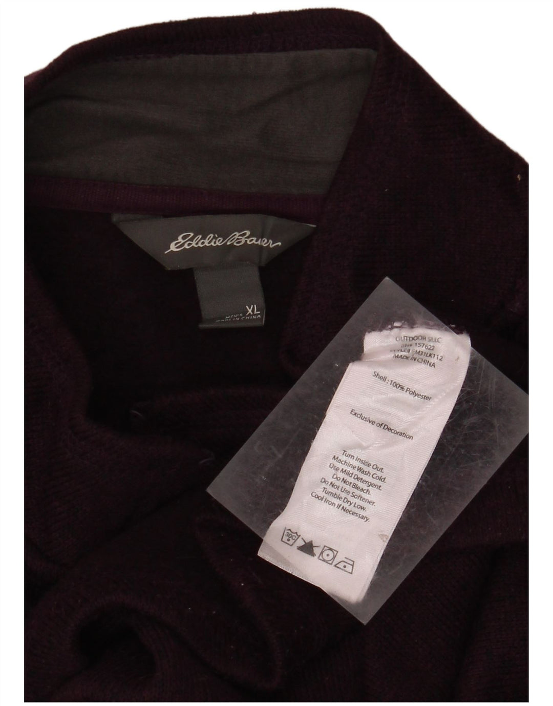 EDDIE BAUER Herren-Sweatshirt mit Reißverschluss am Hals, XL, lila geflecktes Polyester