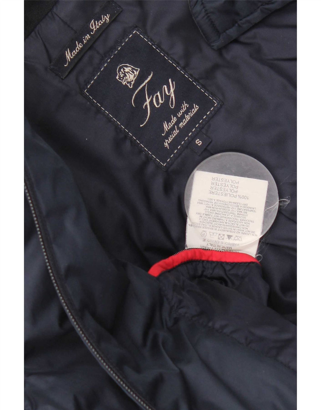 Wattierte Herrenjacke von Fay, UK 36, Größe S, Marineblau, Polyester