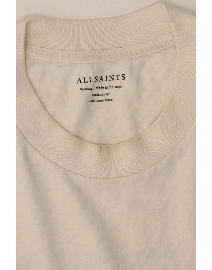 All Saints Herren-T-Shirt in Übergröße mit Grafik, mittelweiße Baumwolle