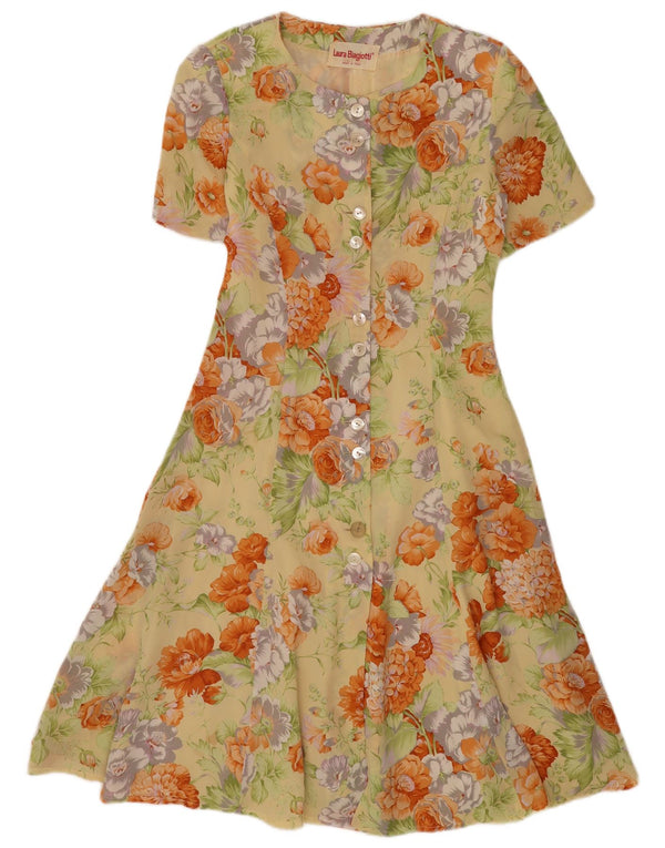 Laura Biagiotti Damen Maxikleid UK 12 Medium Mehrfarbig mit Blumenmuster