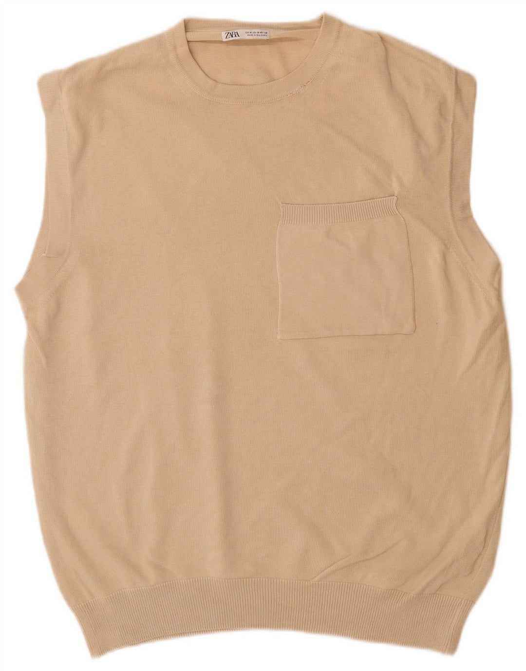 Zara Herren Weste Tank Top Mittelbeige Baumwolle