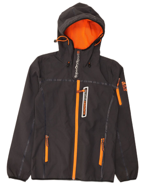 Superdry Herren Graphic Hooded Rain Jacket UK 34 XS Grau Polyester