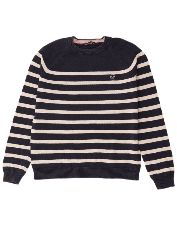 Crew Clothing Damen-Pullover mit Rundhalsausschnitt, Gr. 40, Marineblau, gestreift