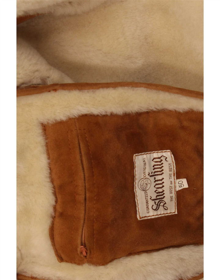 Vintage Herren Shearling Overcoat IT 50 Large Beige