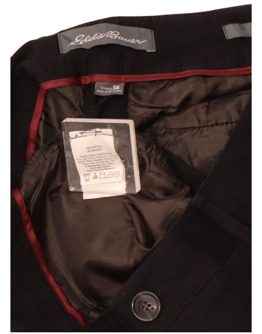 EDDIE BAUER Damen Curvy Fit Freizeithose US 6 Medium W28 L29 Schwarz