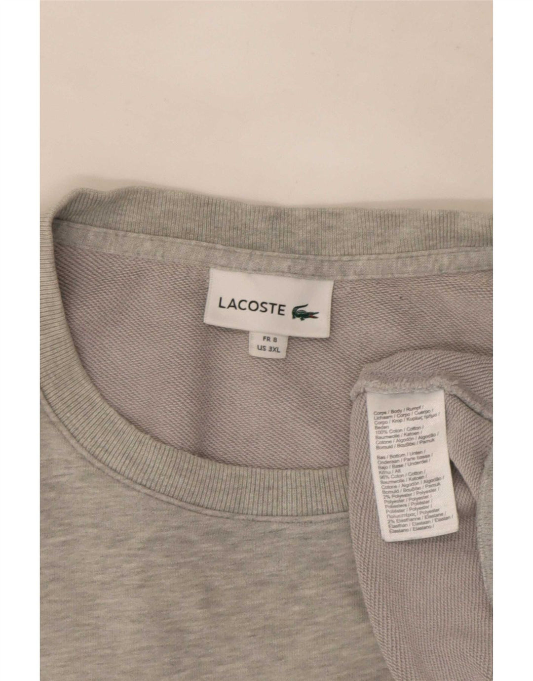 Lacoste Herren-Sweatshirt-Pullover, Größe 8 3XL, grau gefleckte Baumwolle