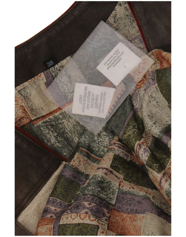 VINTAGE Damen-Gilet aus grafischem Wildleder, EU 38, mittelgroß, mehrfarbig, Farbblock