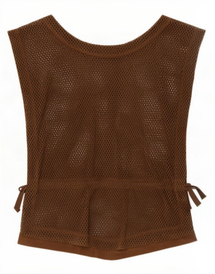 Vintage Damen ärmelloses durchsichtiges Top IT 36 XS Braun