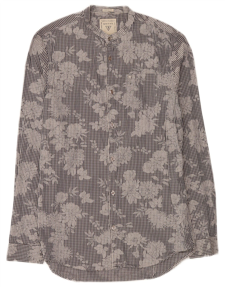Guess Herrenhemd Mittelblaues Gingham-Baumwoll-Blume