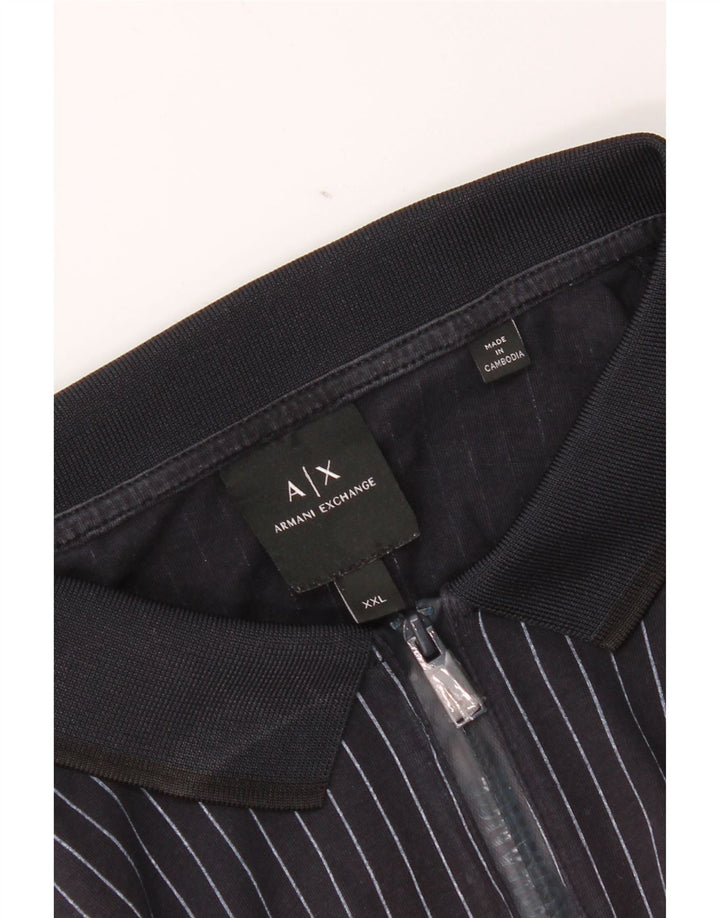 Armani Exchange Herren Poloshirt 2XL Marineblau gestreift