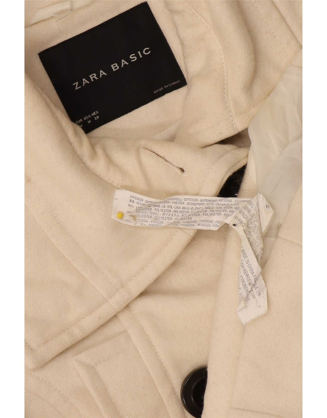 Zara Damen Pea Coat UK 12 Mittelweiße Wolle