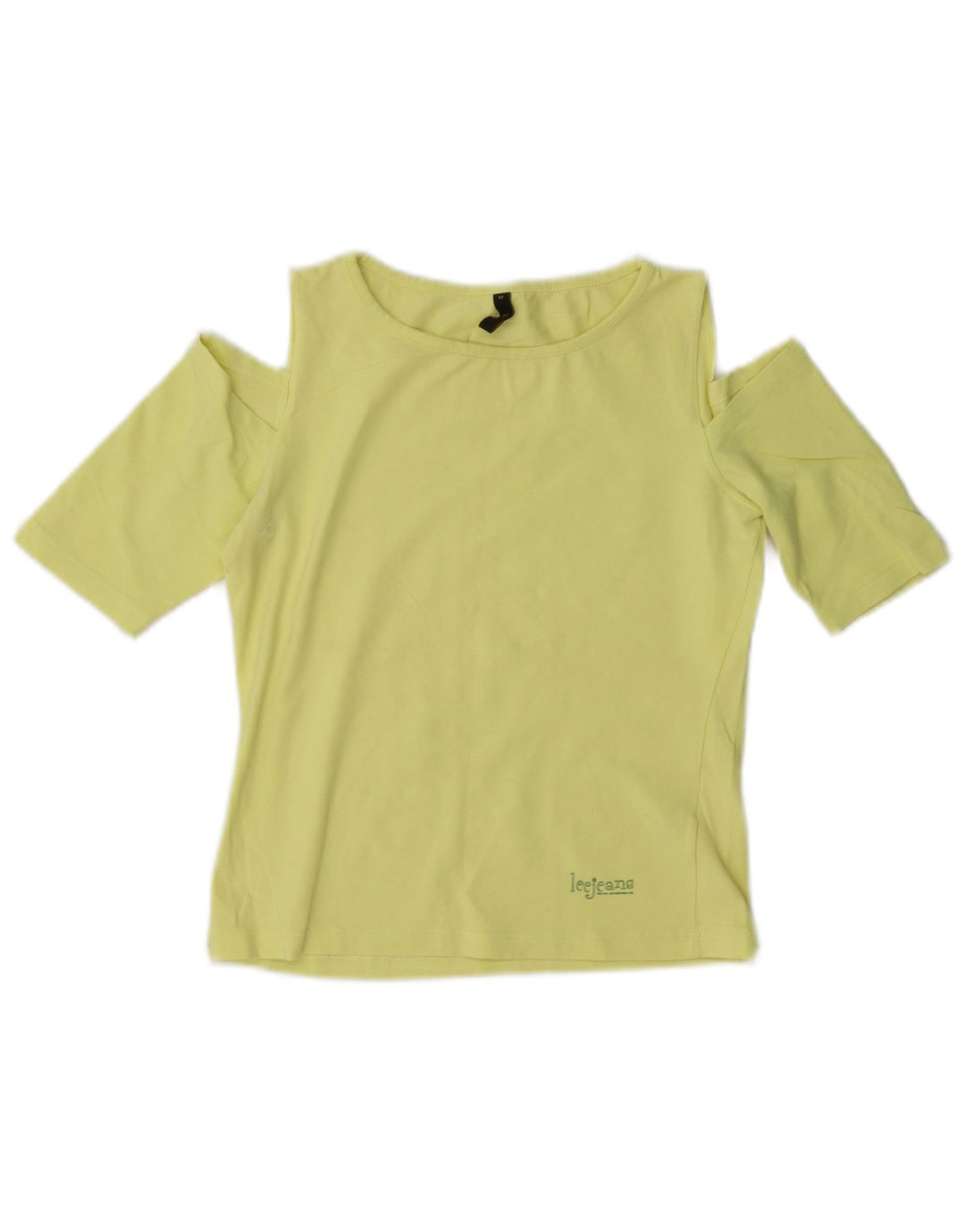 Lee Damen Crop Off Shoulder Top UK 12 Mittelgelbe Baumwolle