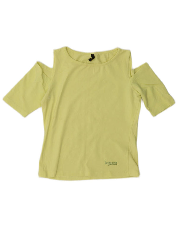 Lee Damen Crop Off Shoulder Top UK 12 Mittelgelbe Baumwolle