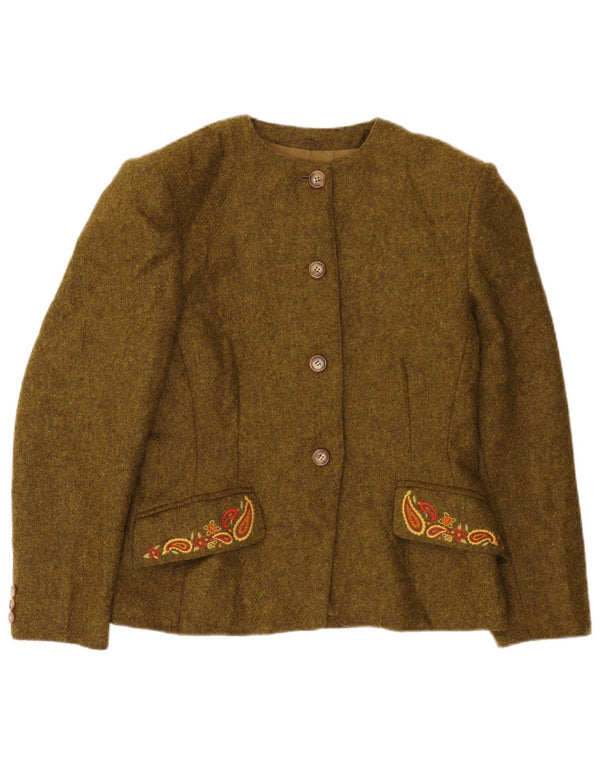 Marella Damen-Blazerjacke mit 4 Knöpfen, UK 14, große Khaki-Paisley-Wolle