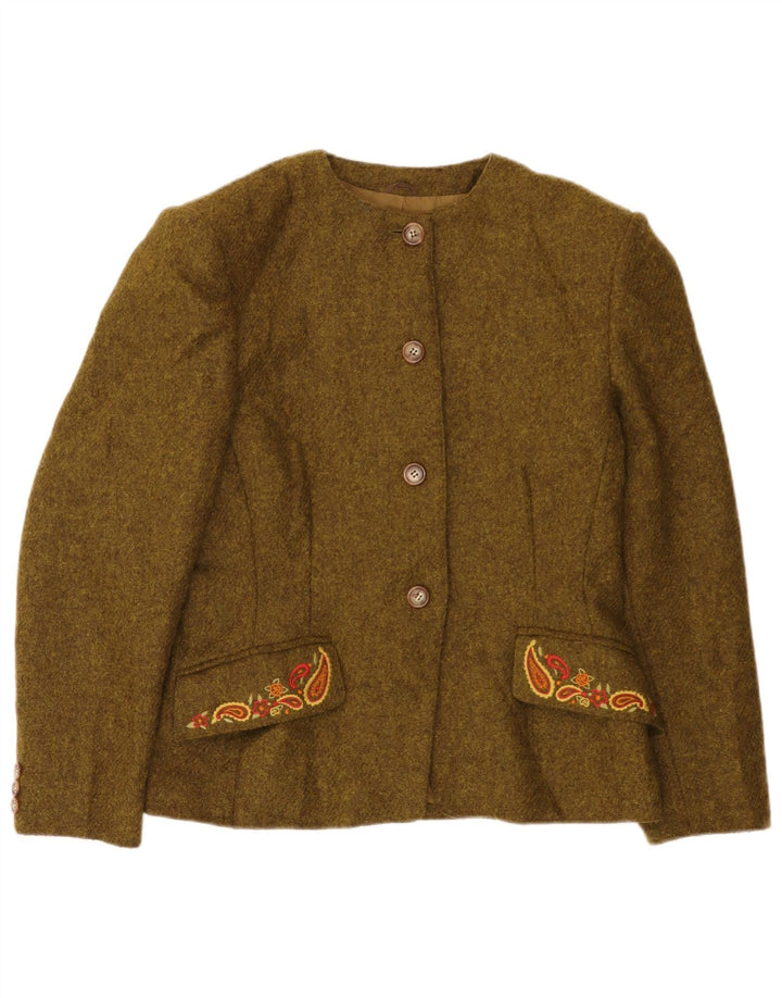 Marella Damen-Blazerjacke mit 4 Knöpfen, UK 14, große Khaki-Paisley-Wolle